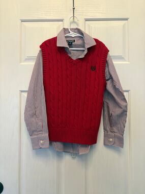 Chaps Sweater Vest and Button Down Set Boys Size 8